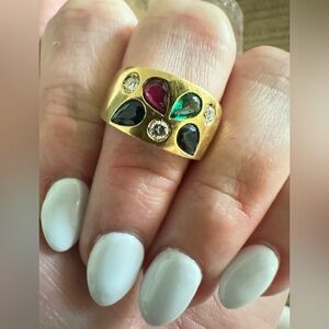VINTAGE 18k BUTTERY GEMSTONE RING 💎